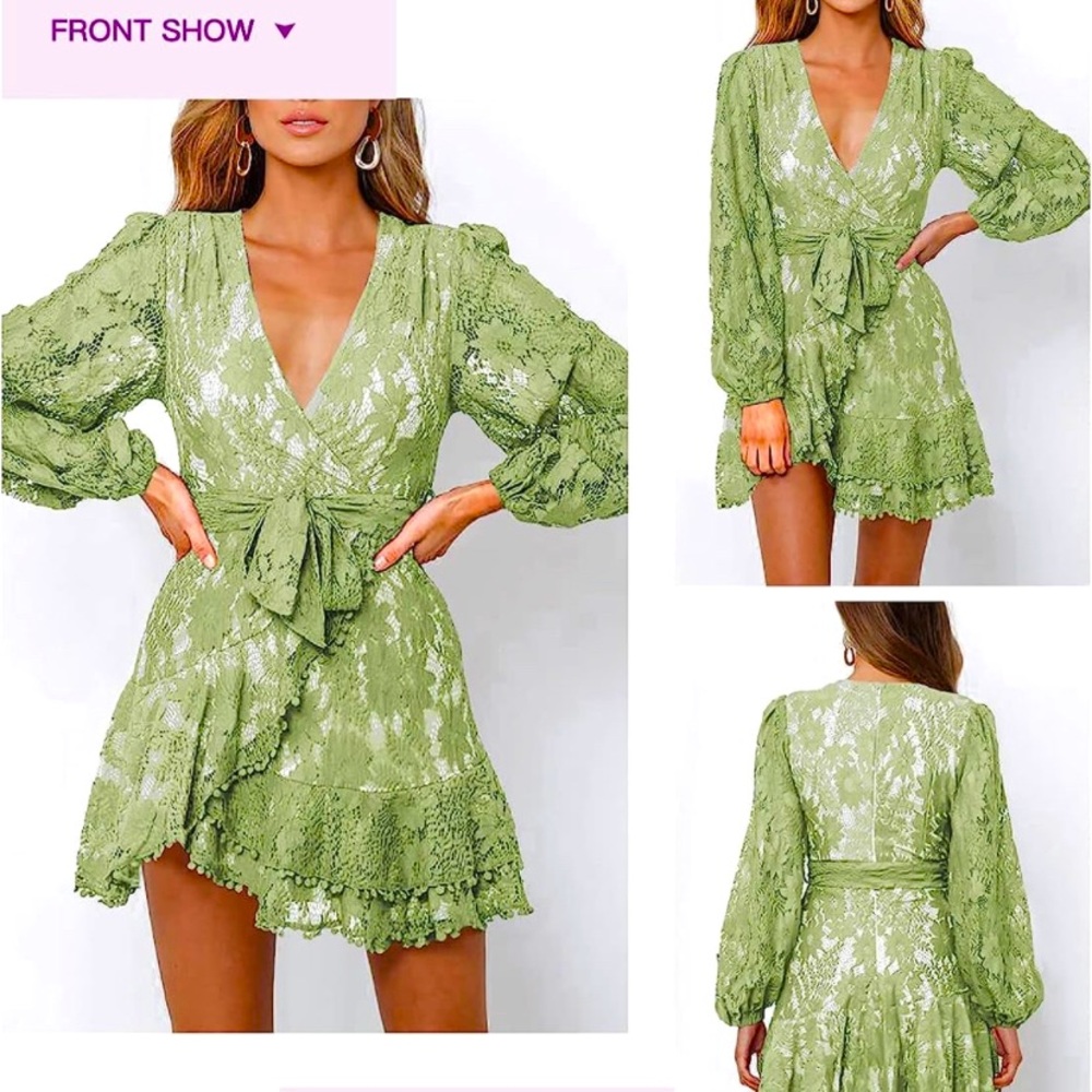 Sage green lace wrap dress. Never worn!